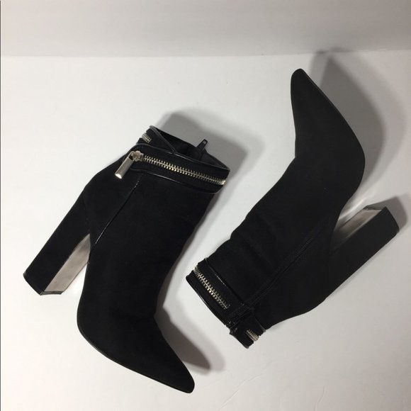 Just Fab Soleil Suede Pointed Toe Ankle  Zipper Booties - Picture 2 of 8